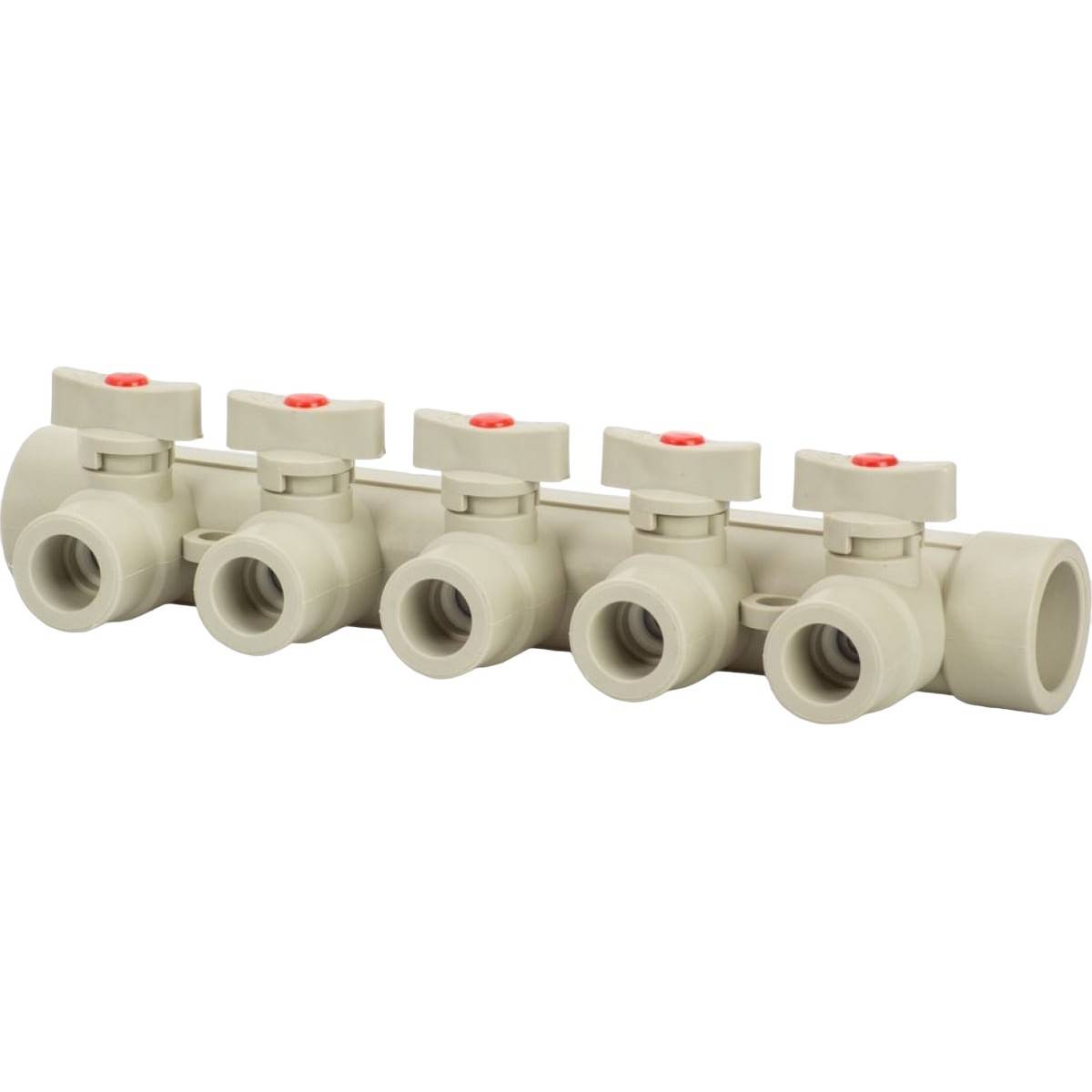 Коллектор полипропиленовый Lammin с шаровыми кранами 32 мм х 5 выходов серый 1641501