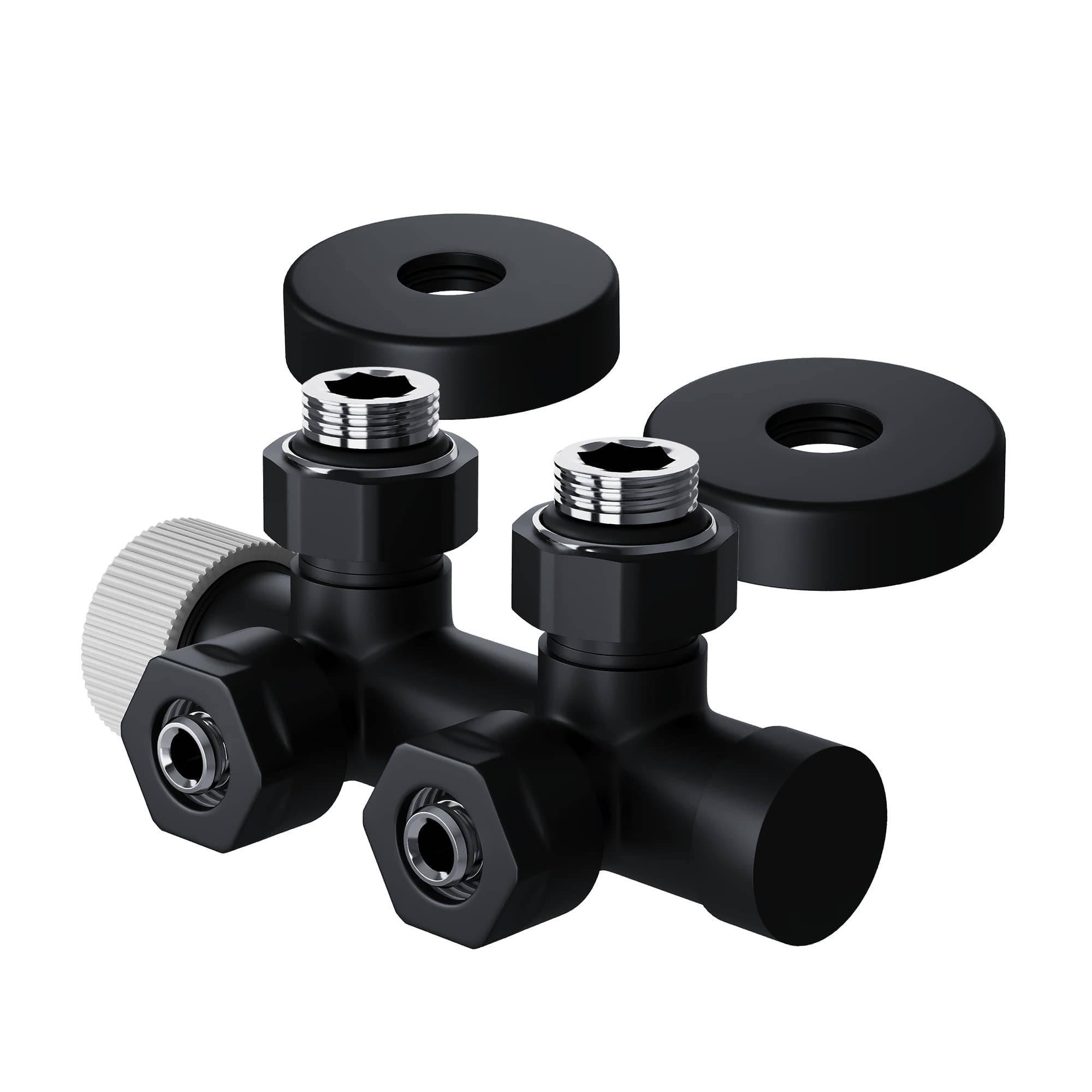 Узел нижнего подключения термостатический угловой Royal Thermo Design Pro 15 мм M30x1.5 Черный RTE 50.033