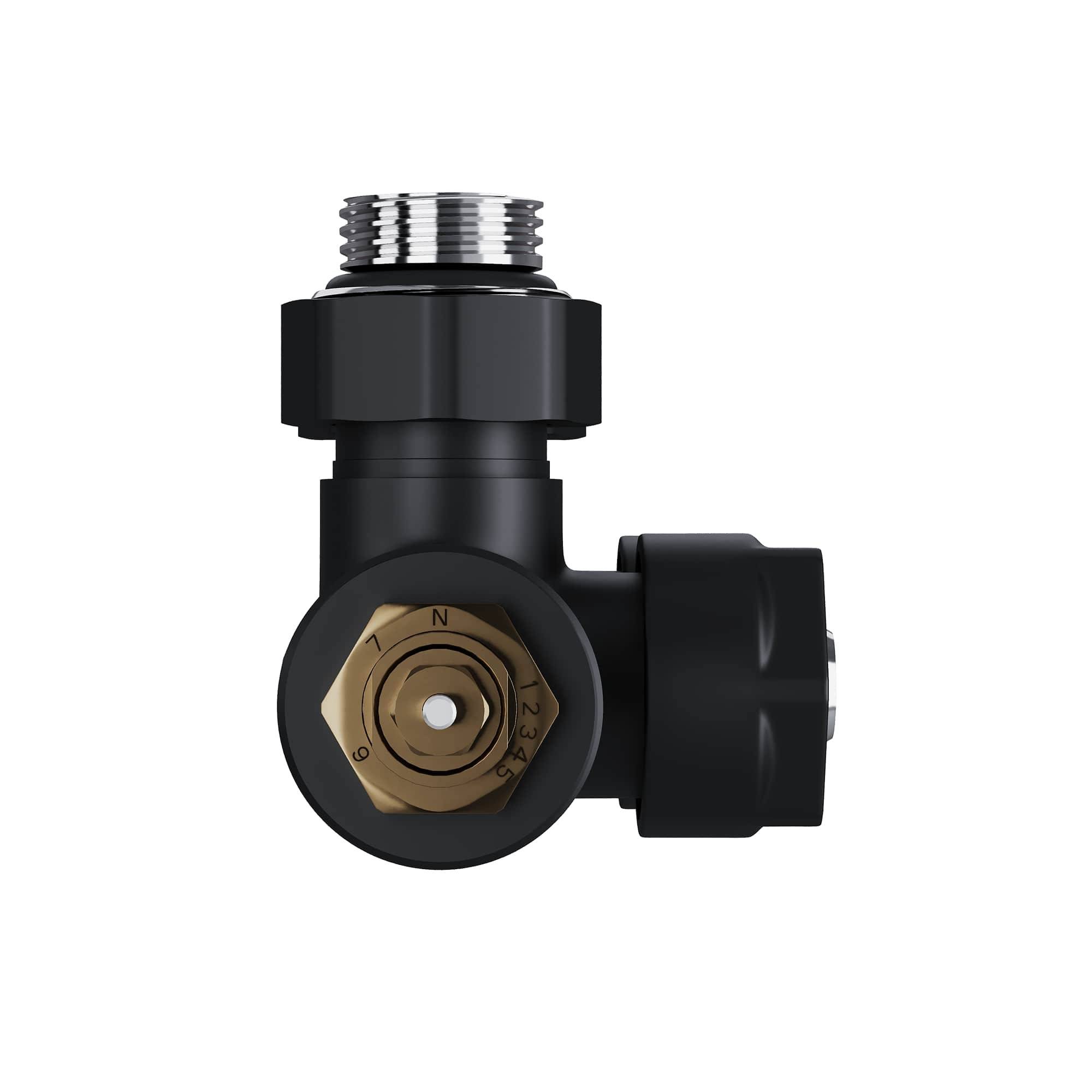 Узел нижнего подключения термостатический угловой Royal Thermo Design Pro 15 мм M30x1.5 Черный RTE 50.033