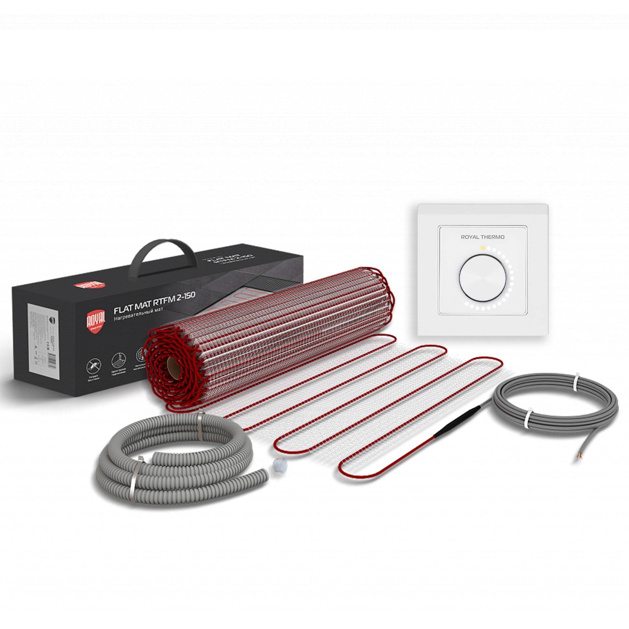 Нагревательный мат Royal Thermo Flat Mat RTFM 2-150-3 3 м² с терморегулятором RTO-16 RTFM 2-150-3 / RTO-16
