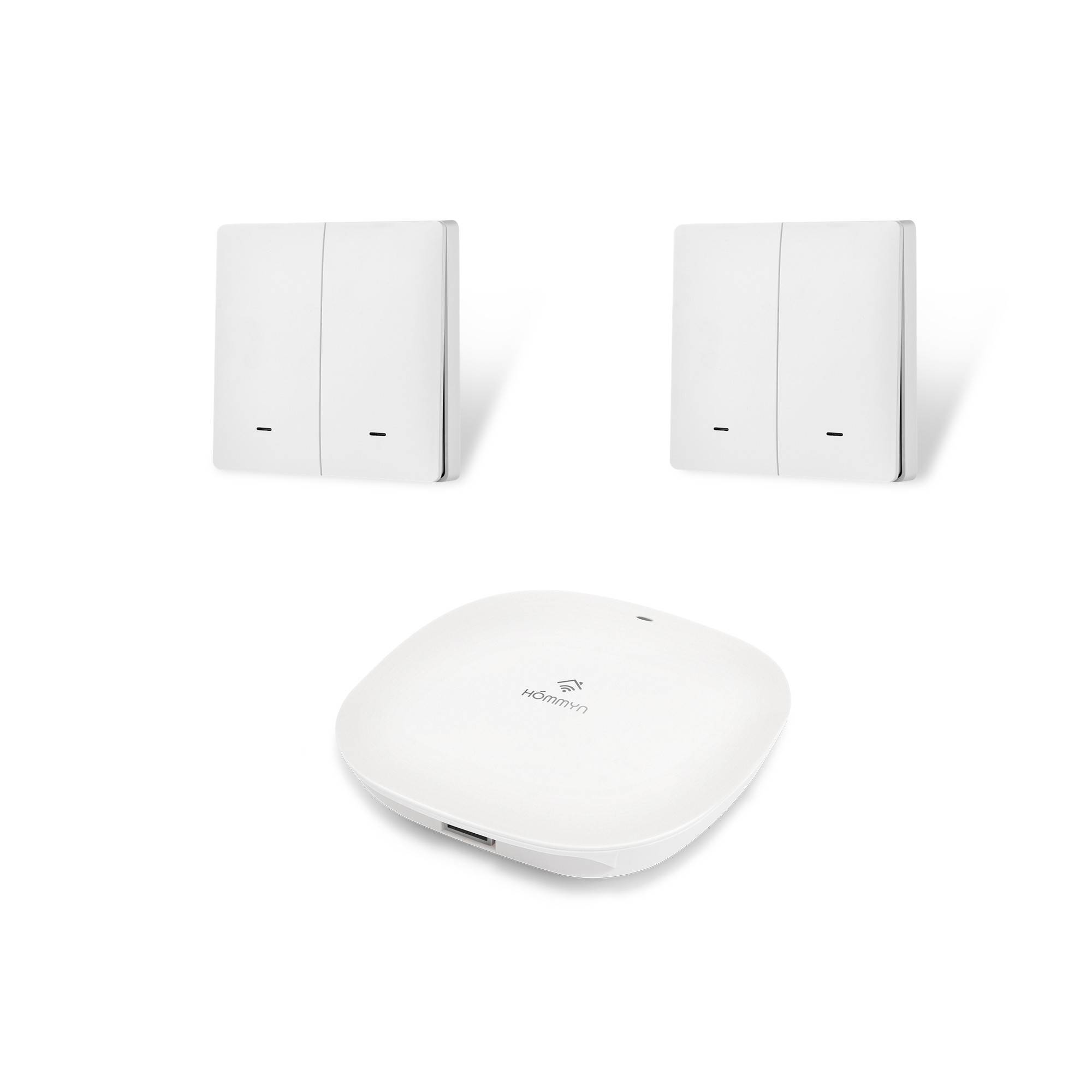 Комплект умного дома HOMMYN: 2 двухклавишных выключателя и хаб Zigbee SW22HOMKIT05