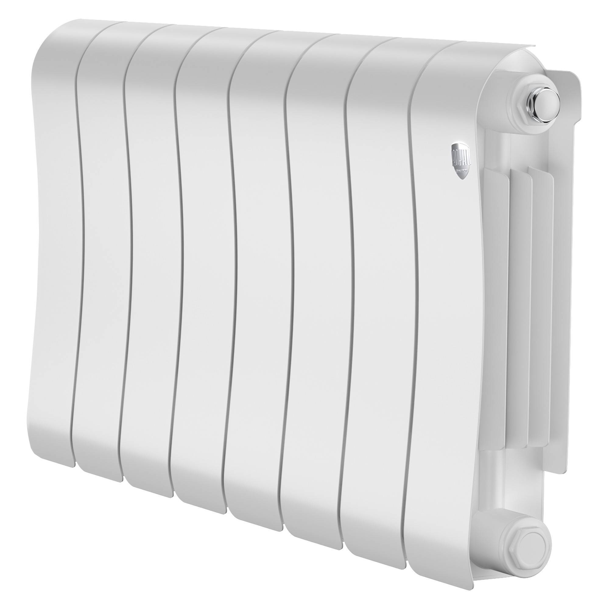 Радиатор биметаллический Royal Thermo Infinity 300 Bianco Traffico 8 секций боковое подключение RAL 9016 1683691