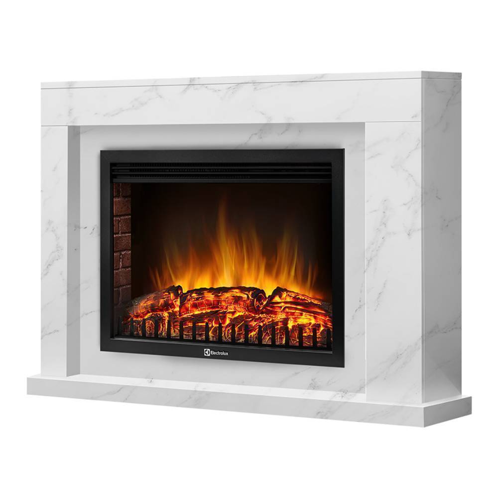 Каминокомплект Electrolux EFP/P-2520LS с порталом Simple 25 белый мрамор НС-1295681