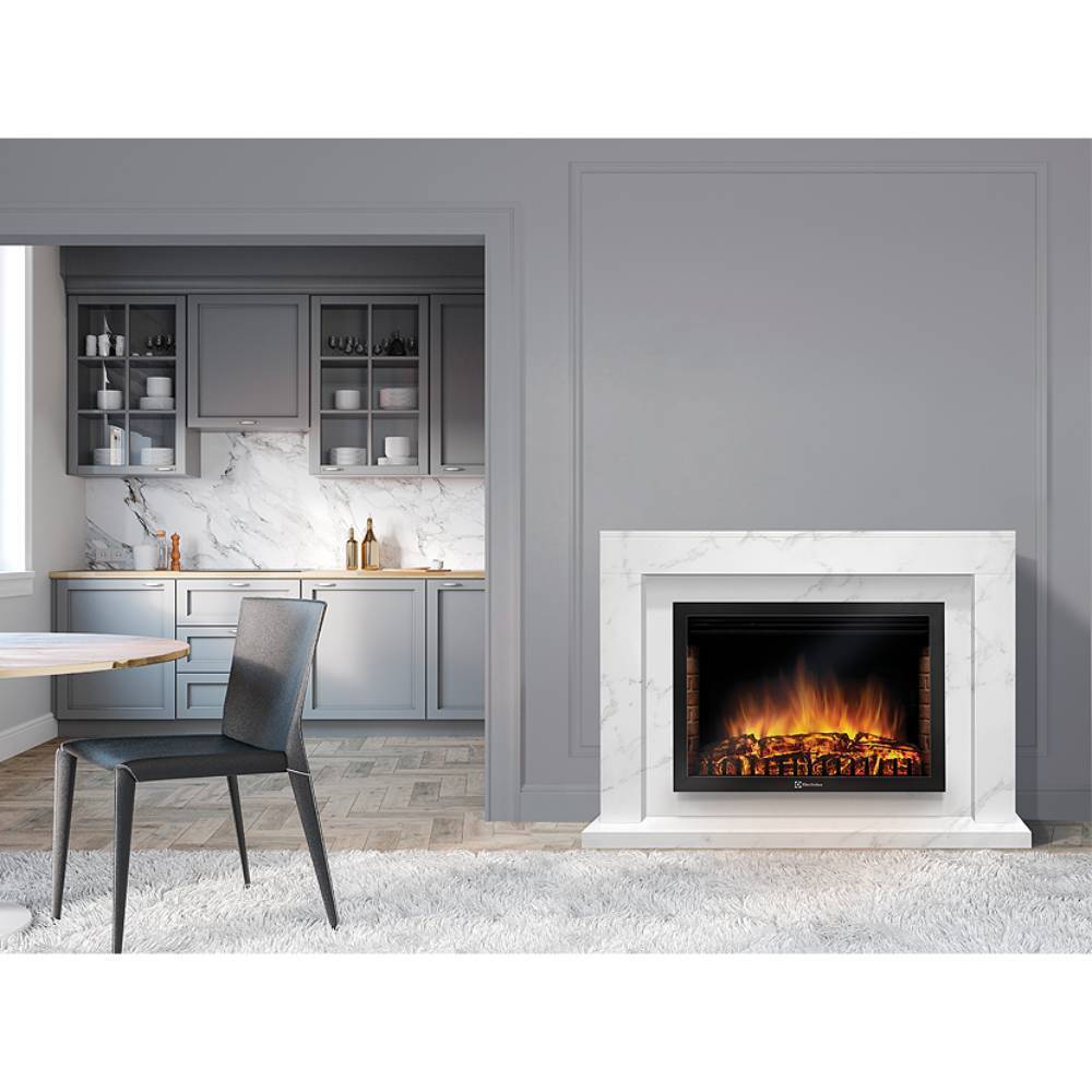 Каминокомплект Electrolux EFP/P-2520LS с порталом Simple 25 белый мрамор НС-1295681