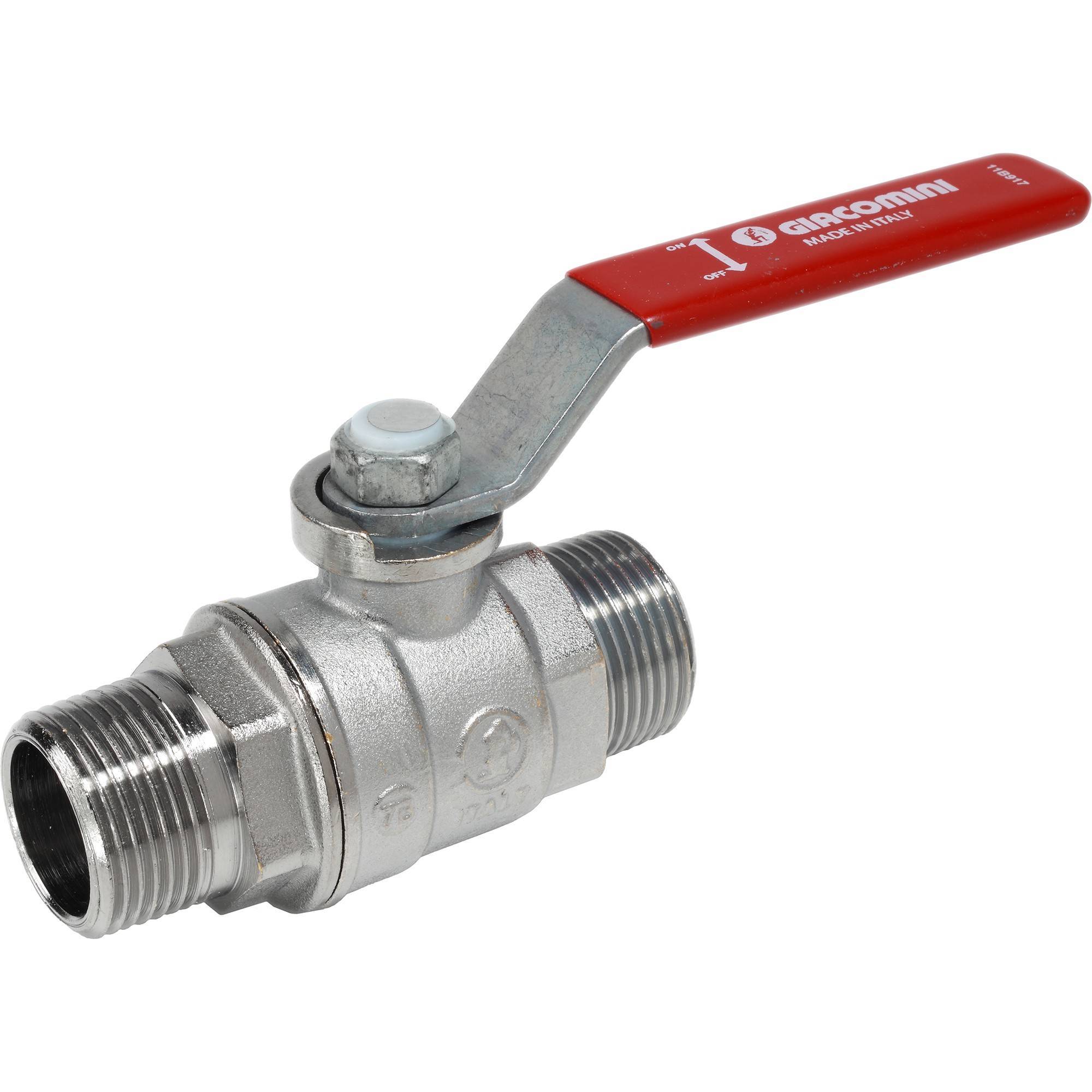 Кран шаровой Giacomini R253 3/4 НР-НР стандартный проход красный рычаг R253LX004