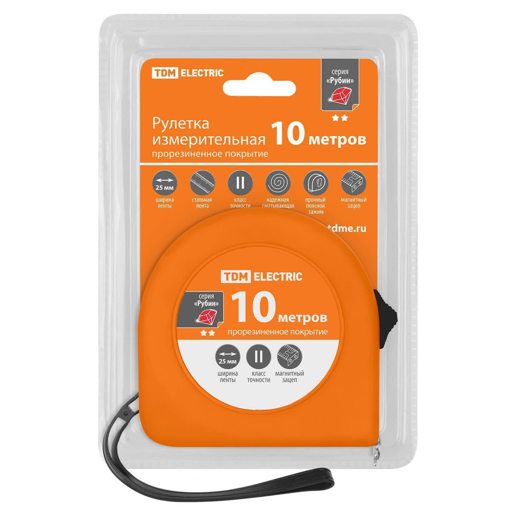 Рулетка измерительная TDM ELECTRIC Рубин 10 м х 25 мм SQ1019-0103