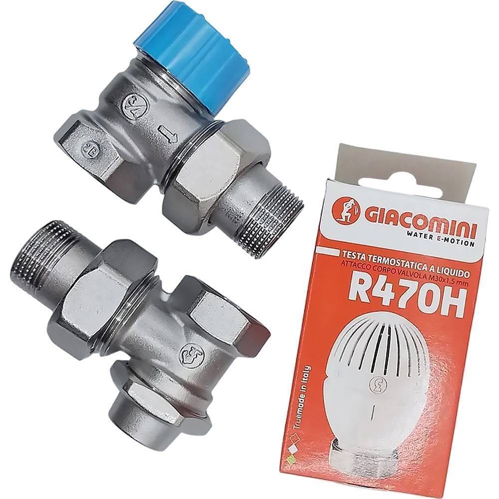 Комплект термостатический Giacomini R470FX054 угловой 3/4 с увеличенным проходом R470FX054