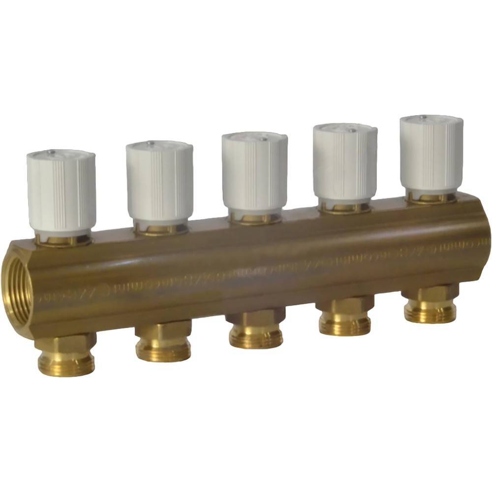 Коллектор Giacomini R553V с термостатическими клапанами 1 x 3/4 EK на 5 выходов R553VY045