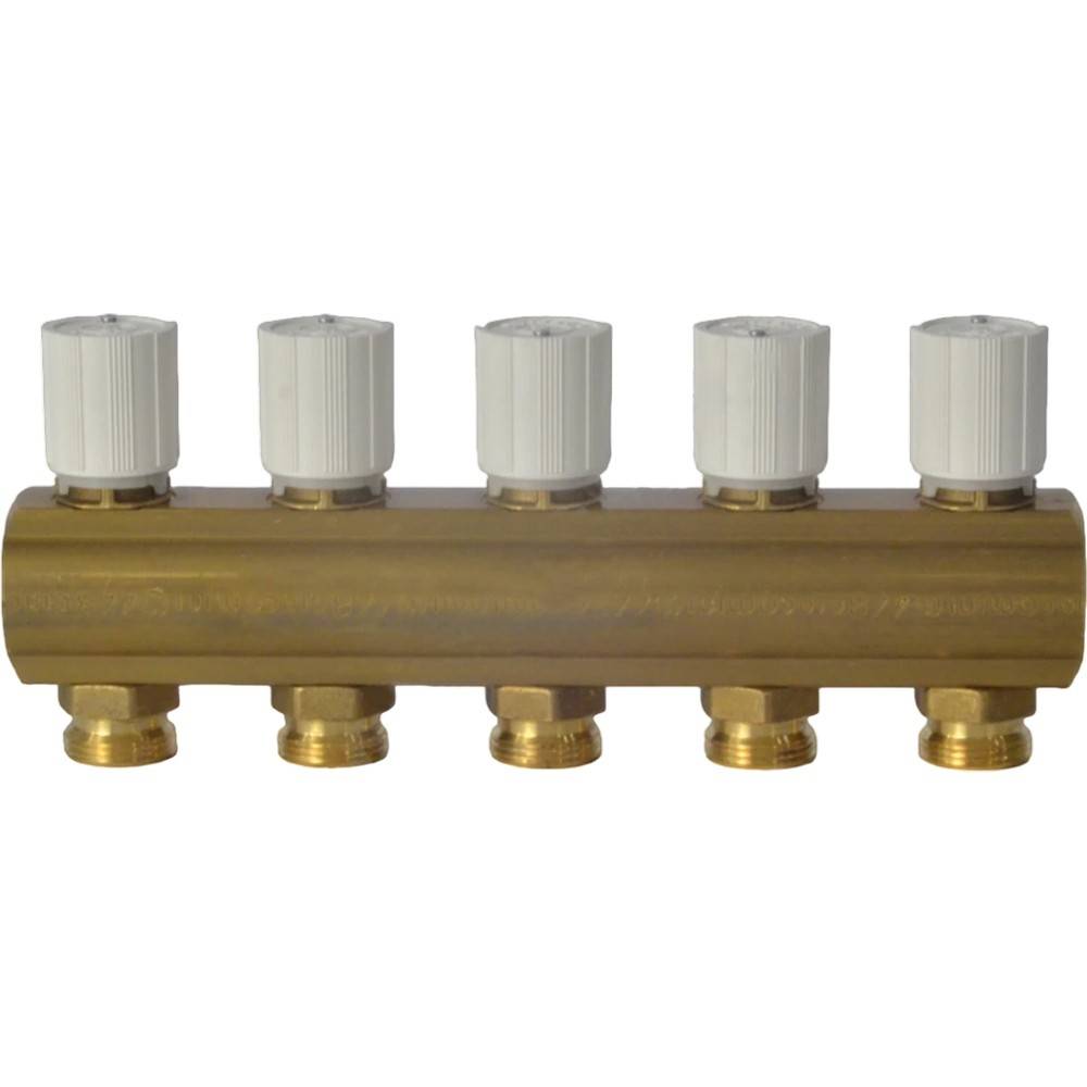 Коллектор Giacomini R553V с термостатическими клапанами 1 x 3/4 EK на 5 выходов R553VY045