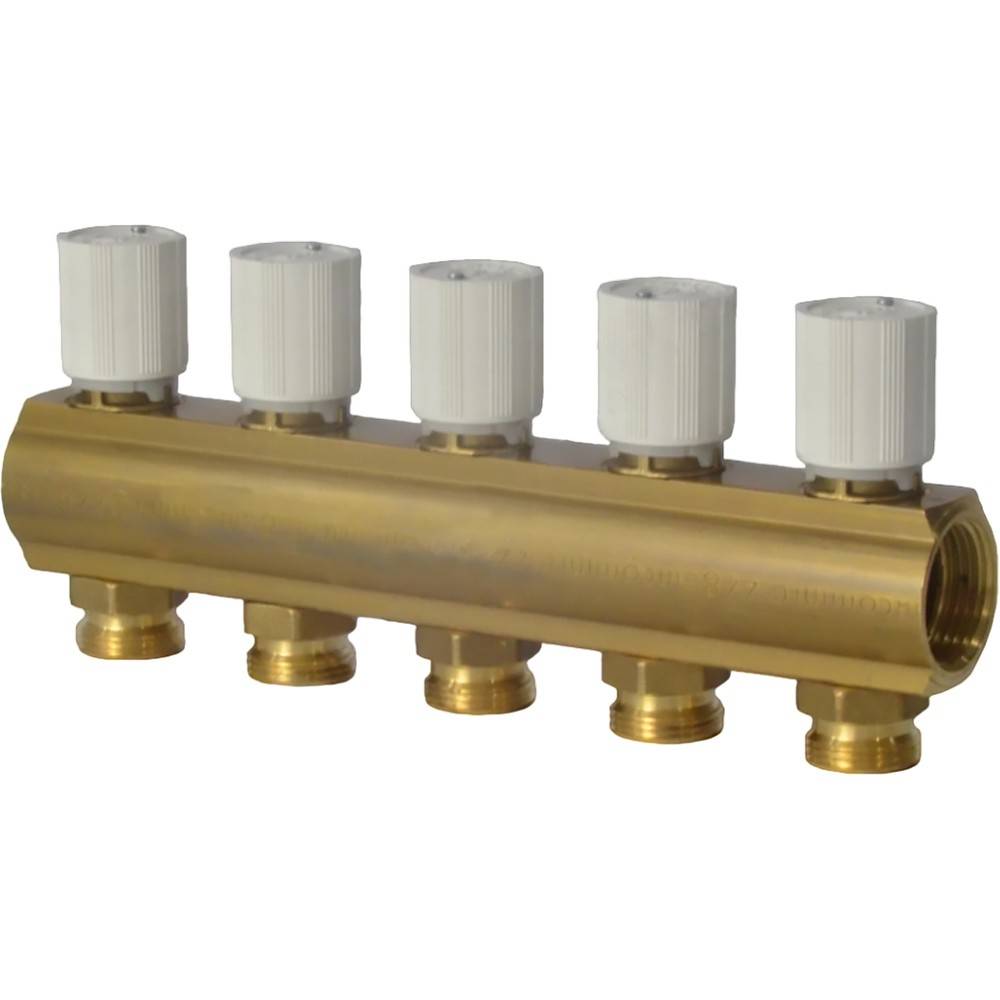 Коллектор Giacomini R553V с термостатическими клапанами 1 x 3/4 EK на 5 выходов R553VY045