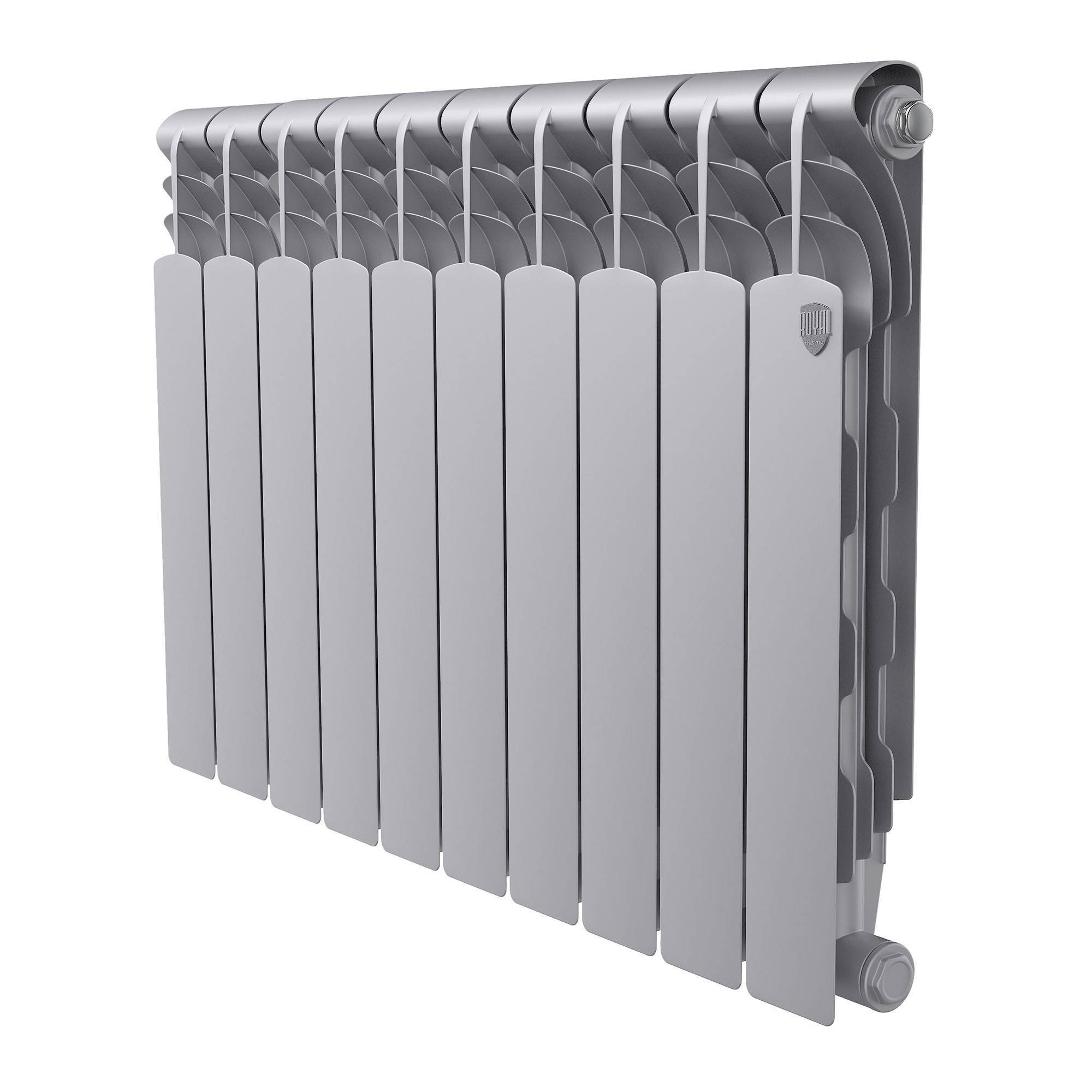 Радиатор биметаллический Royal Thermo Revolution B 500 10 секций боковое подключение Silver Satin 1682422