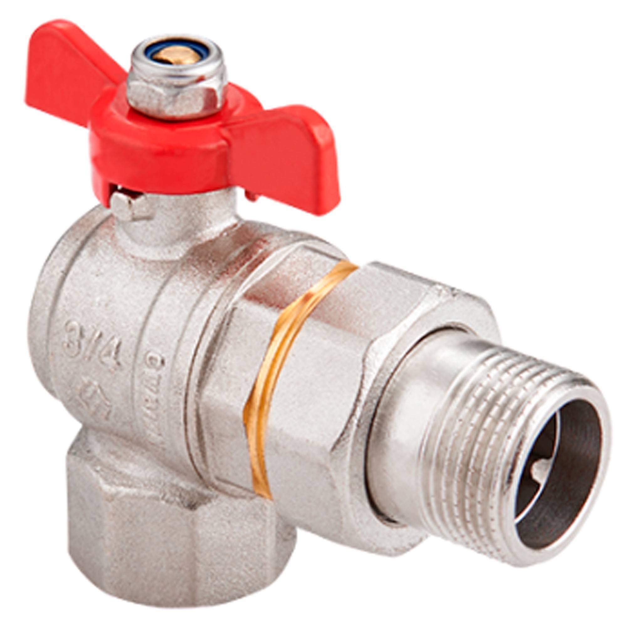 Кран шаровой MVI BV.42.04 латунный угловой Ду15 PN40 ВР-американка бабочка BV.42.04