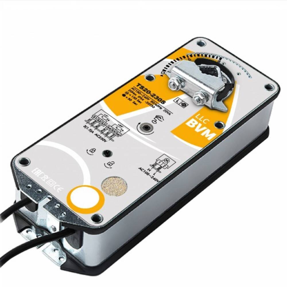 Электропривод для воздушных клапанов BVM TS20-230S 20 Нм 230 В с возвратной пружиной TS20-230S