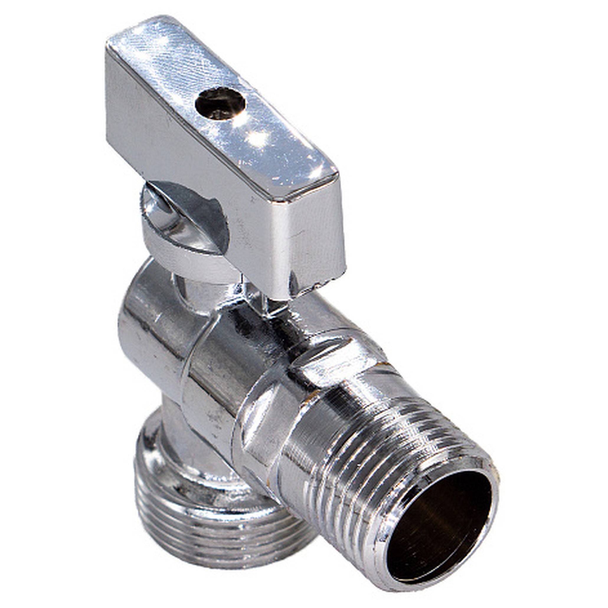 Кран шаровой для бытовых приборов угловой CTM 1/2х3/4 НР-НР с отражателем CAMR1234