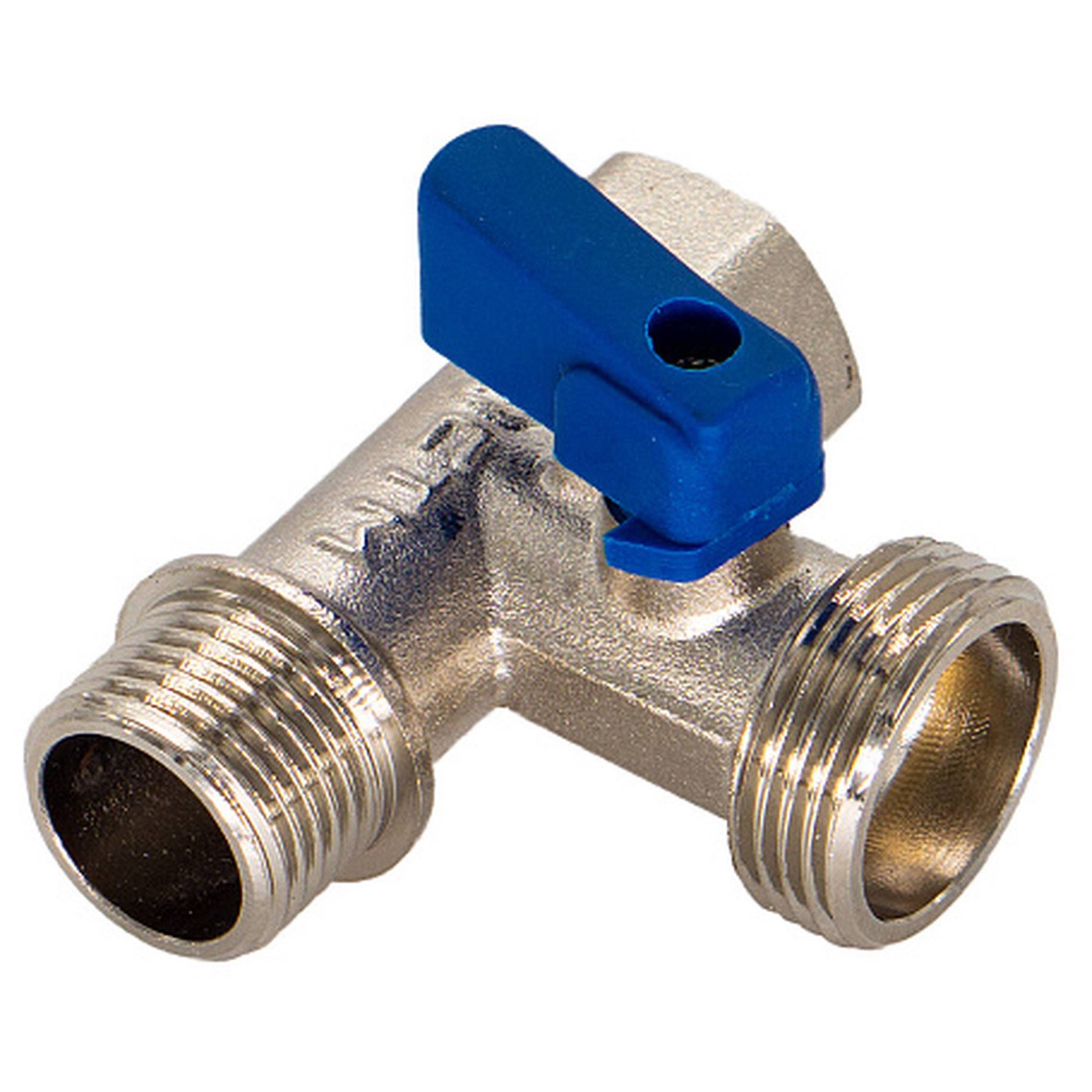 Кран шаровой для бытовых приборов CTM 1/2х3/4х1/2 ВР-НР-НР никелированный CA3N1234