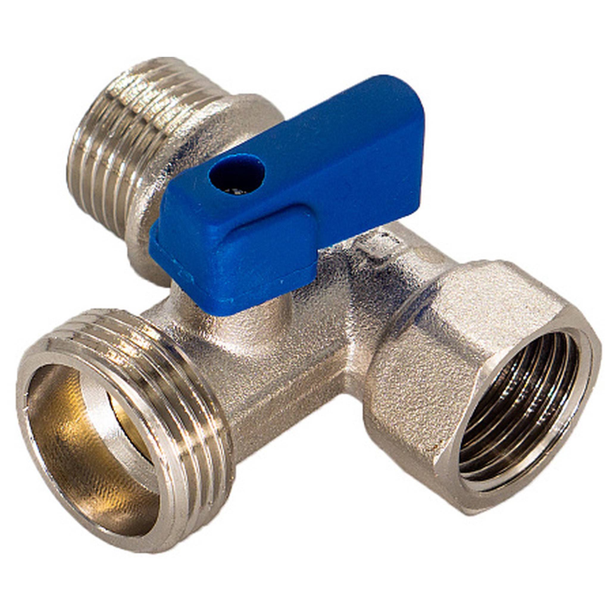 Кран шаровой для бытовых приборов CTM 1/2х3/4х1/2 ВР-НР-НР никелированный CA3N1234