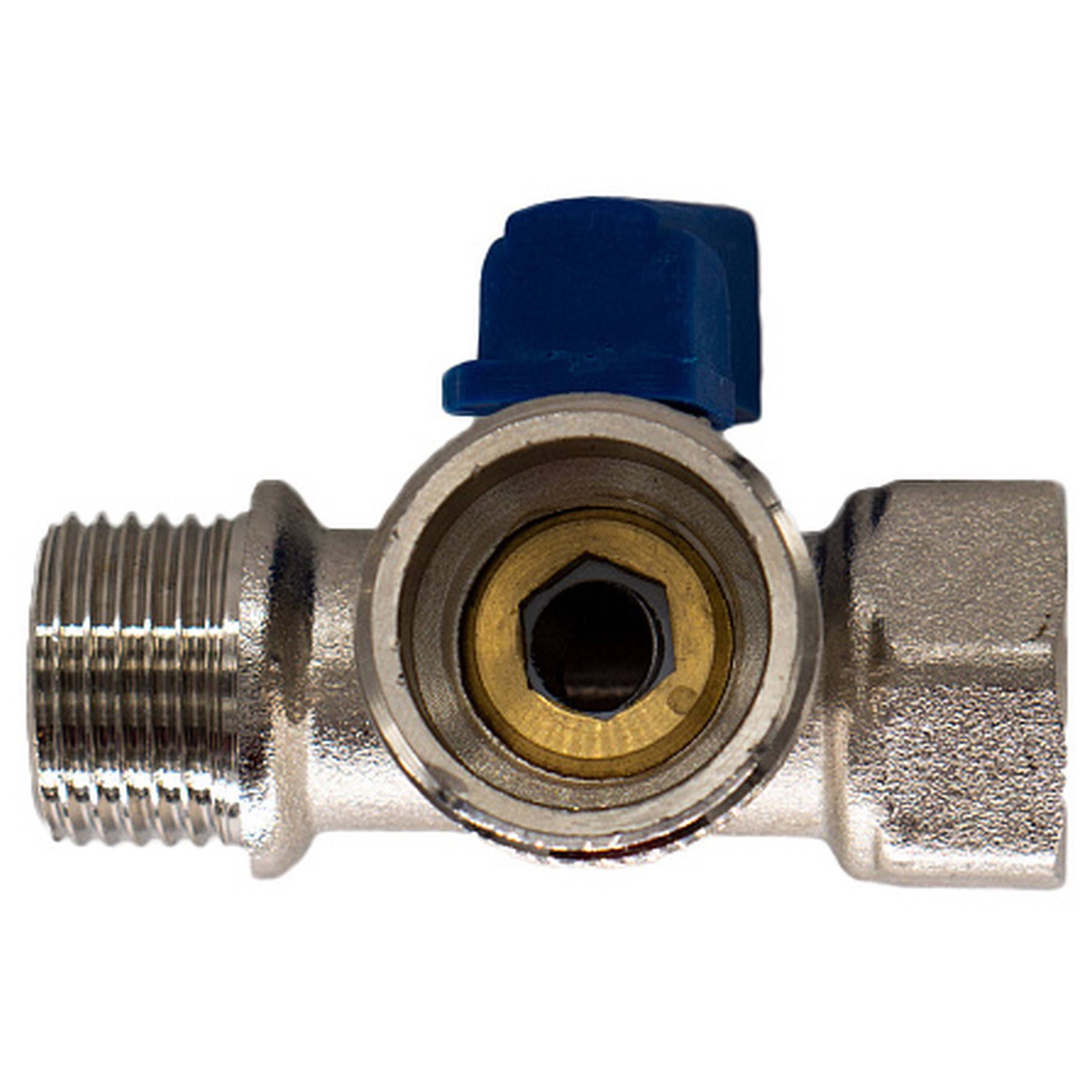 Кран шаровой для бытовых приборов CTM 1/2х3/4х1/2 ВР-НР-НР никелированный CA3N1234