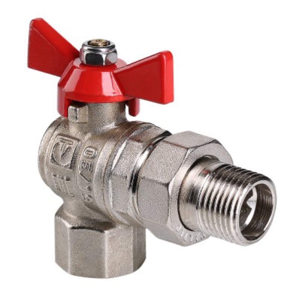 Кран шаровой Valtec BASE угловой с полусгоном 3/4 ВН бабочка VT.228.N.05