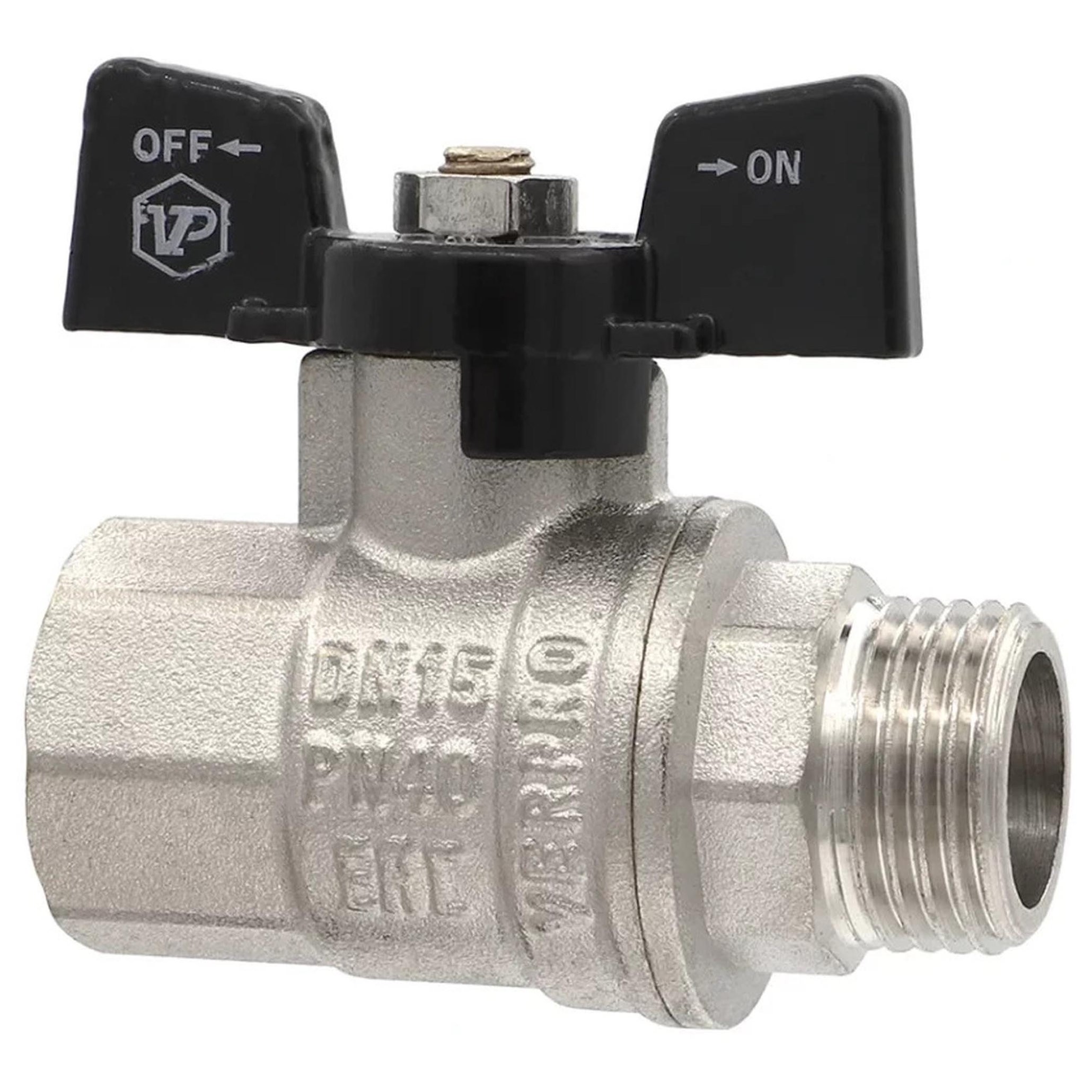 Кран шаровой ViEiR 1/2 ВВ бабочка черный VP220-01