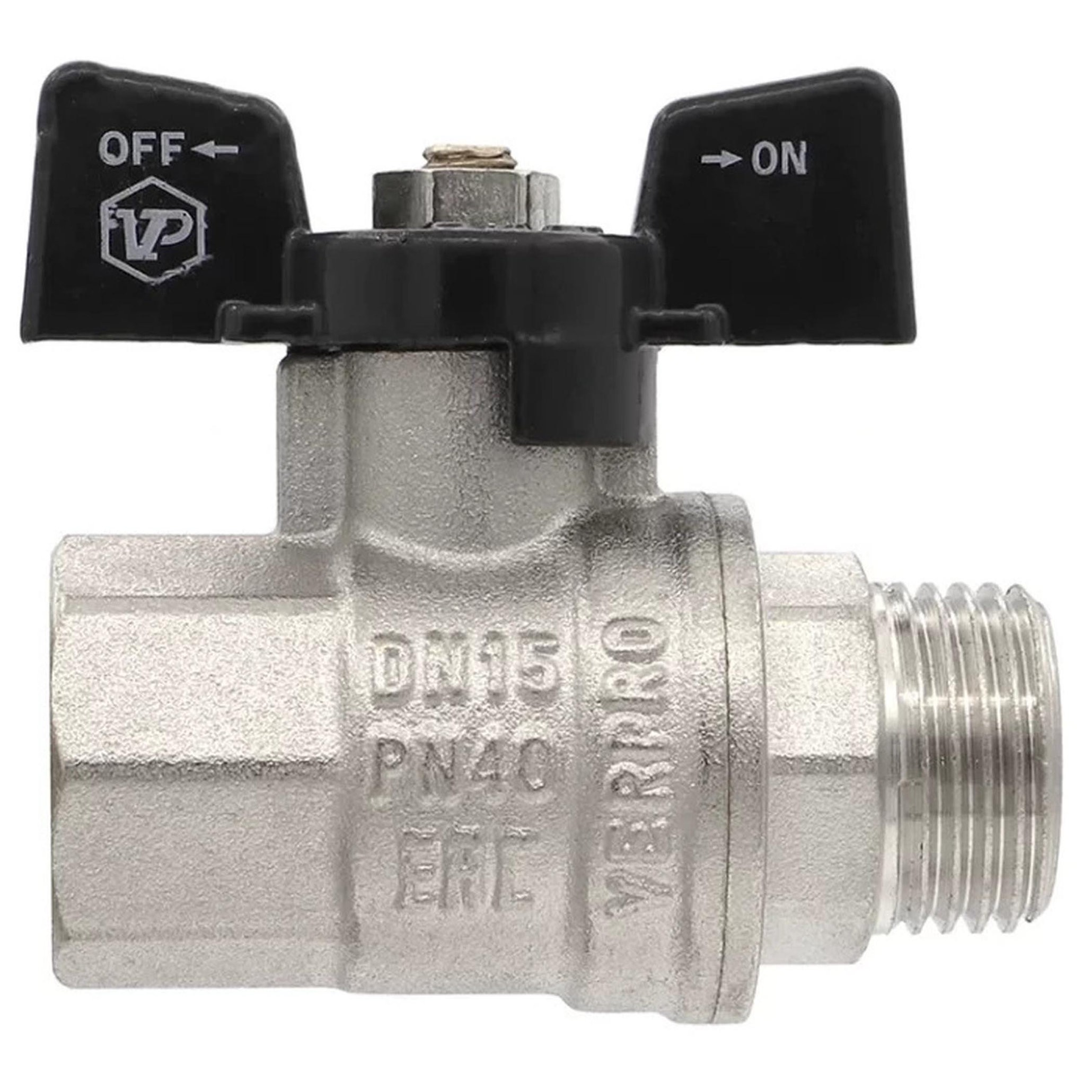 Кран шаровой ViEiR 1/2 ВВ бабочка черный VP220-01