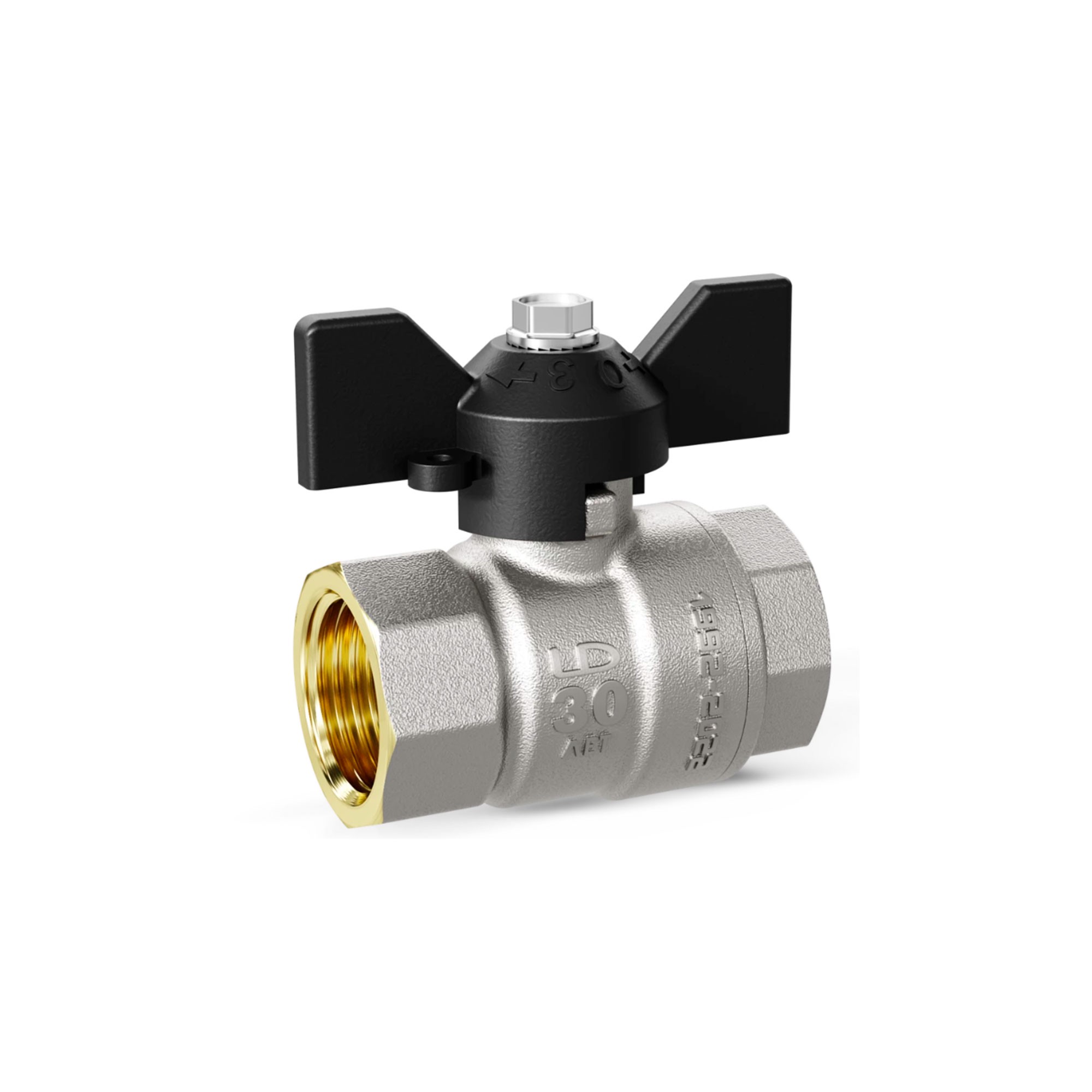 Кран шаровой латунный LD Pride 47.32.В-В.Б Ду 32 Ру 25 вн-вн бабочка 47.32.В-В.Б