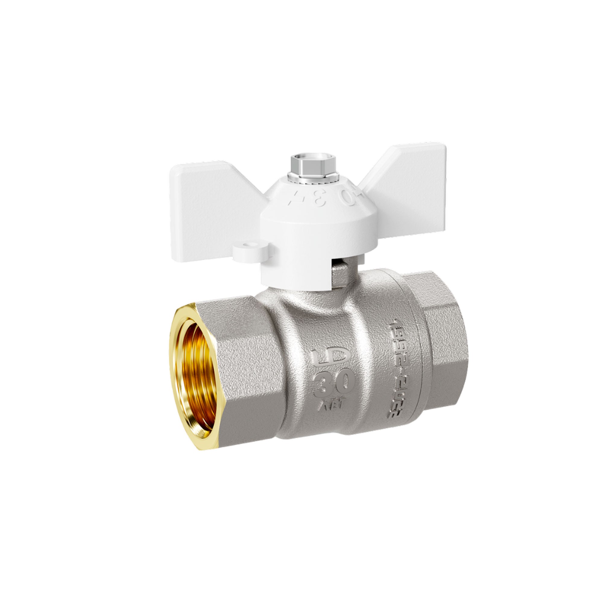 Кран шаровой латунный LD Pride 47.32.В-В.Б Ду 32 Ру 25 вн-вн бабочка White с биркой 47.32.В-В.Б