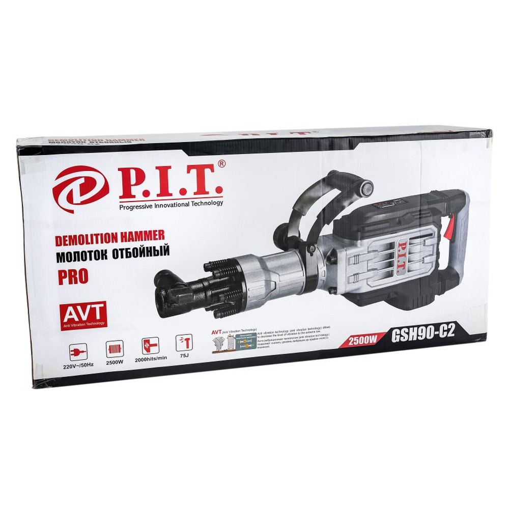 Отбойный молоток P.I.T. GSH90-C2 MASTER 2500 Вт 75 Дж HEX 30 мм GSH90-C2
