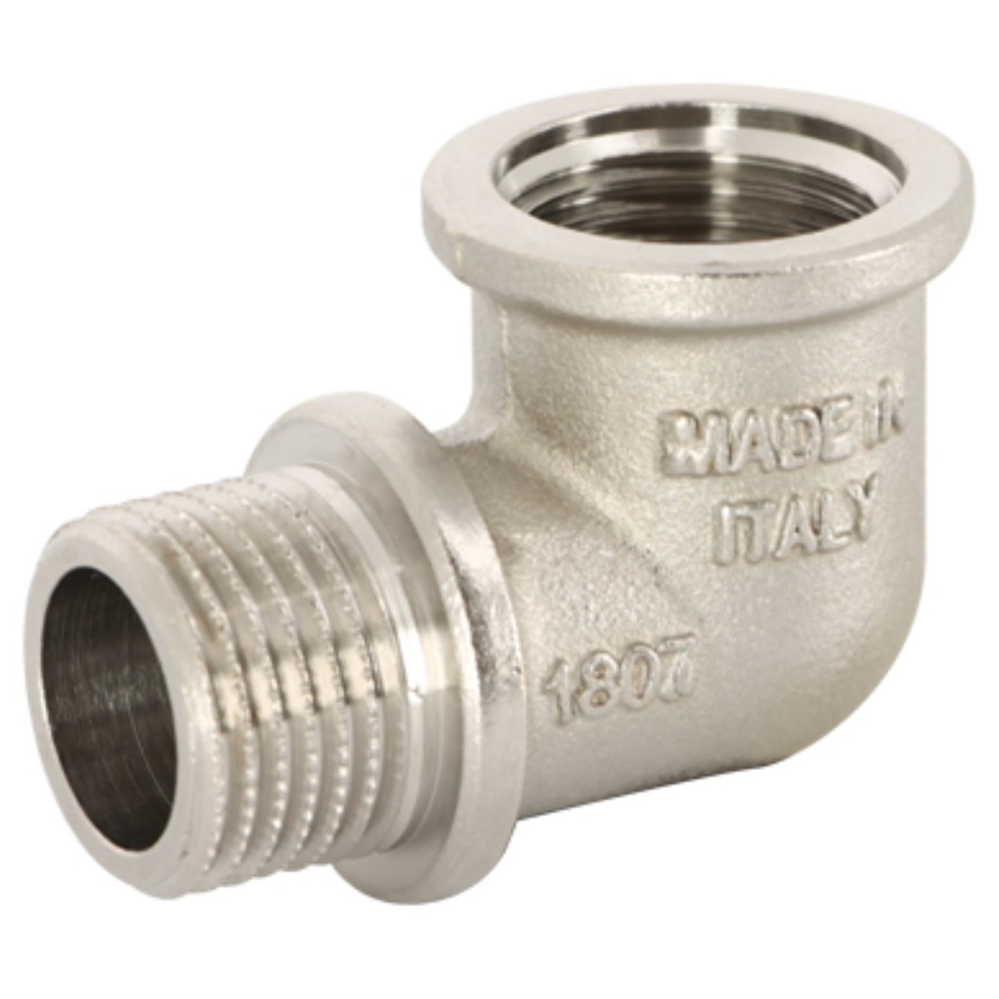 Угольник резьбовой Uni-Fitt 1/2 НР-ВР с упором никелированный 1513721