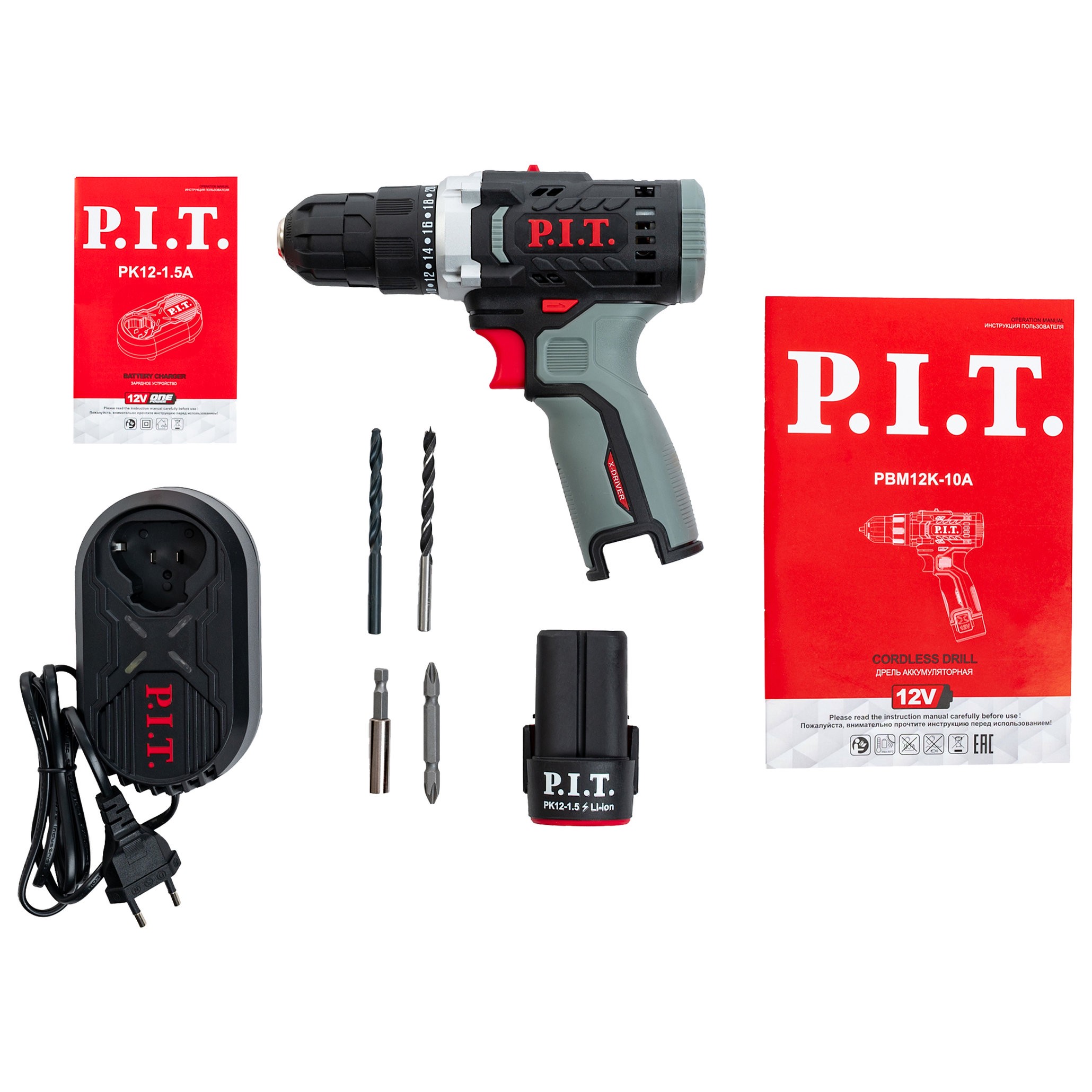 Дрель-шуруповерт аккумуляторная P.I.T. X-DRIVER PBM12K-10A/1 12 В 1x1.5 Ач