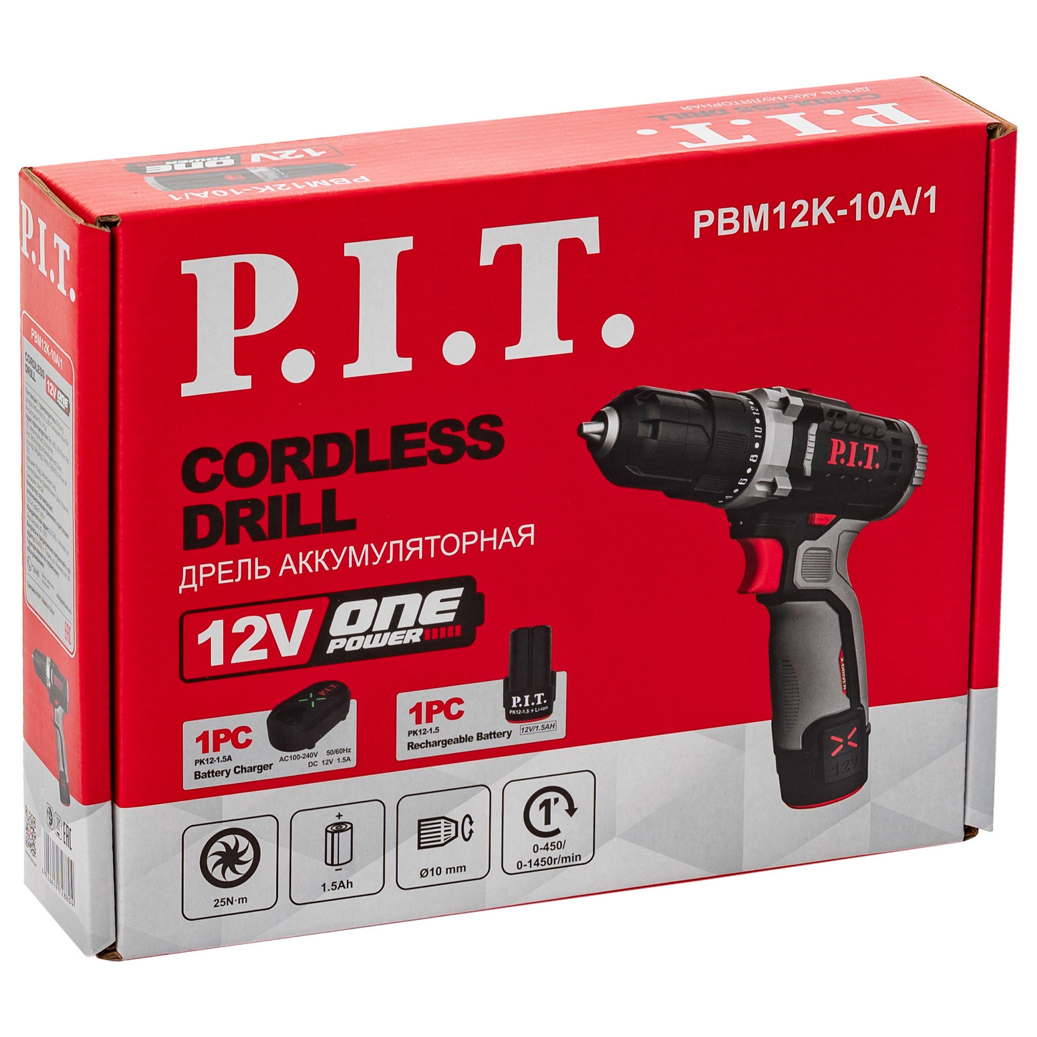 Дрель-шуруповерт аккумуляторная P.I.T. X-DRIVER PBM12K-10A/1 12 В 1x1.5 Ач