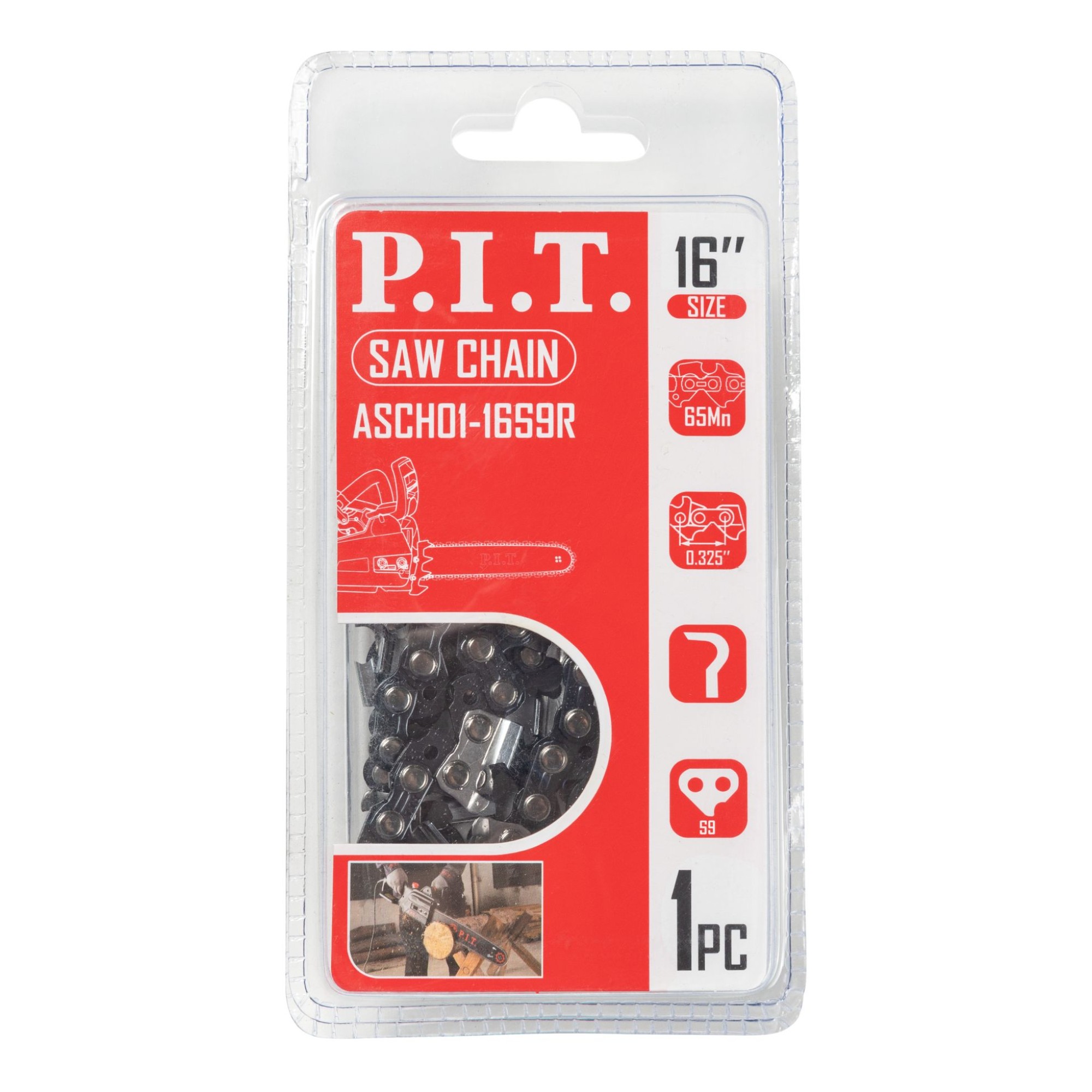 Цепь пильная P.I.T. 16 3/8 1.3 мм 59 звеньев ASCH01-1659R