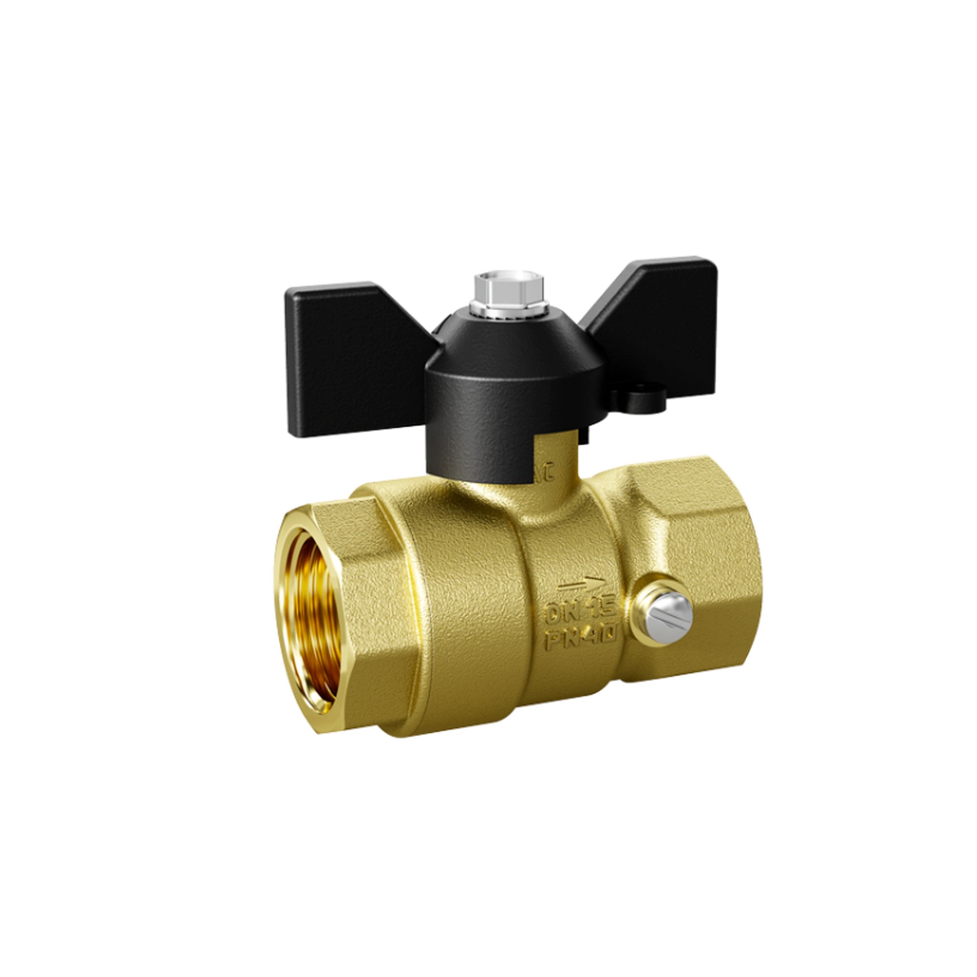 Кран шаровой латунный LD Pride 44.15.В-В.2М.Б Ду 15 Ру 40 для манометра бабочка 44.15.В-В.2М.Б