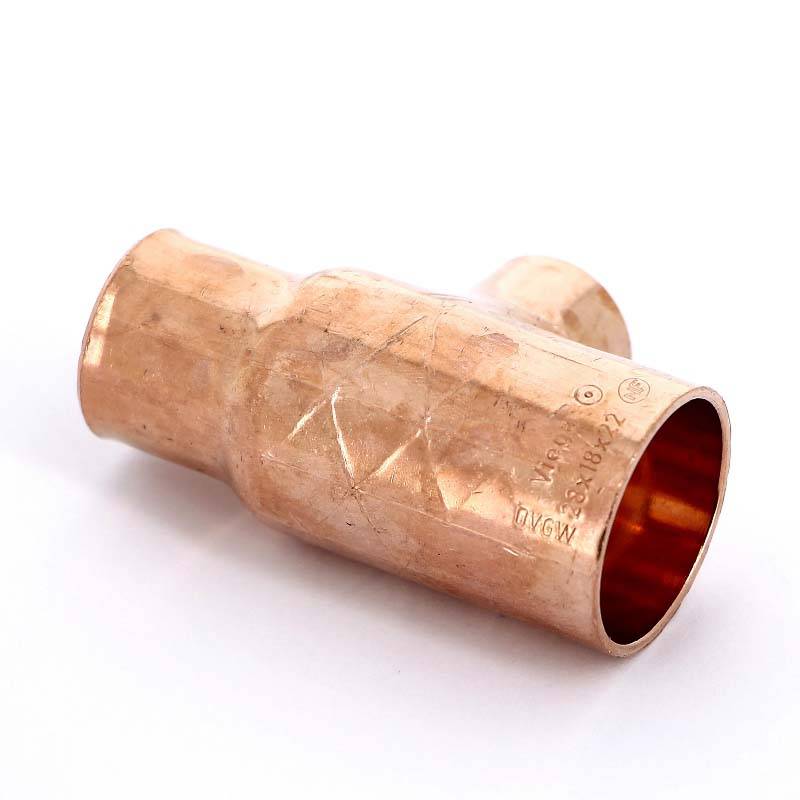 Тройник медный под пайку Viega 28х18х22 мм 109219