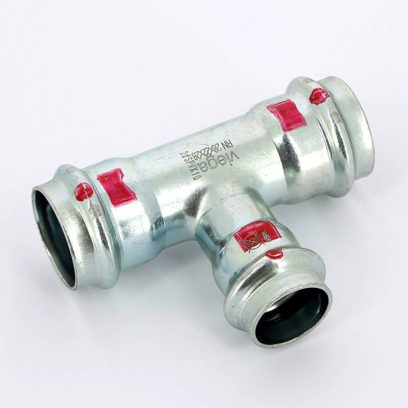 Тройник пресс Viega Prestabo оцинкованная сталь 28х22х28 мм 558734