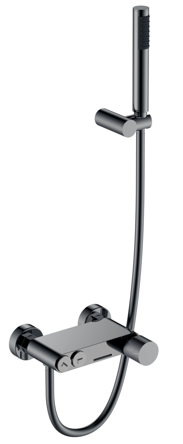 Смеситель для ванны Boheme Stick Touch с душевым комплектом глянцевый оружейный металл 123-SGM.2