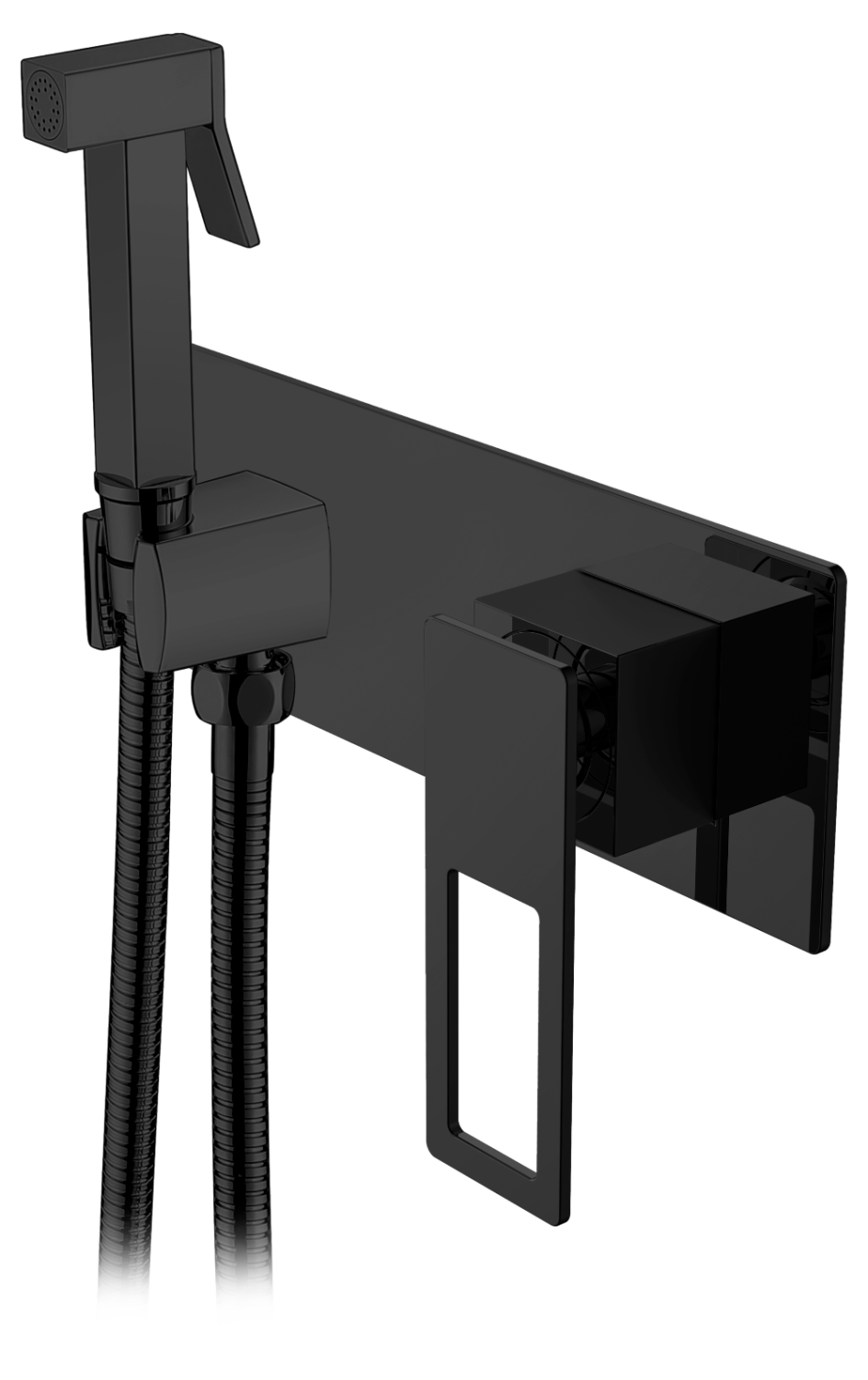 Гигиенический душ со смесителем встраиваемый Boheme Q черный 147-BB