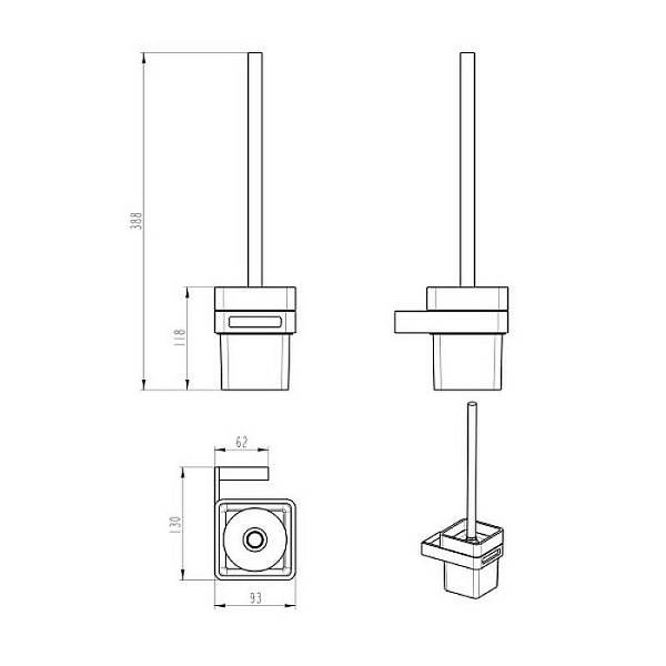 Ершик для унитаза Boheme Q подвесной никель 10954-NB