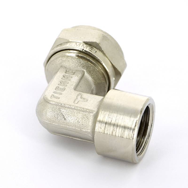 Угольник обжимной Tiemme 20х1/2 внутренняя резьба никелированный 1600026