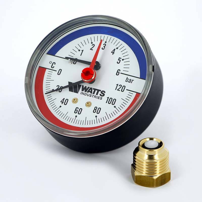 Термоманометр аксиальный Watts F+R 818 6 бар 120 °C 1/2 10018742