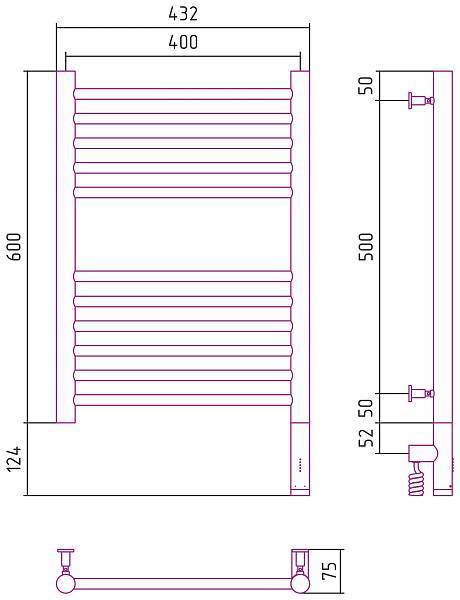 Полотенцесушитель электрический Сунержа Богема 3.0 400x600 мм правый матовое золото 032-5805-6040
