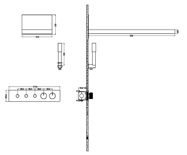Душевая система встроенная Boheme Fusion с термостатом 3-позиционная золото 131-G