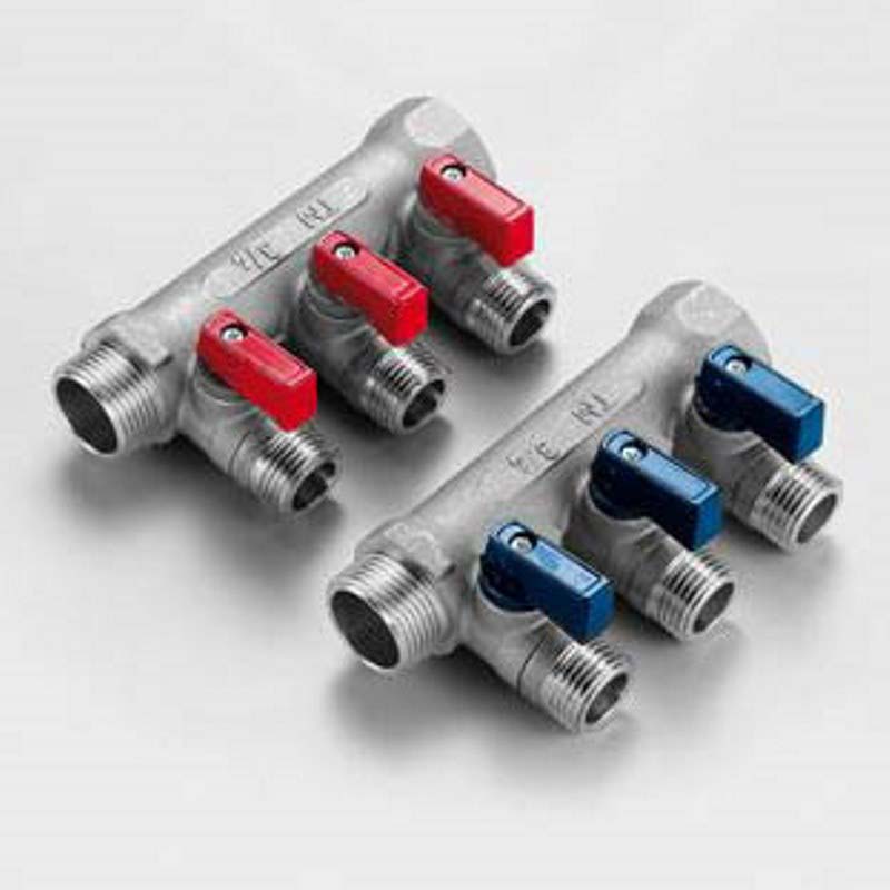 Коллектор с отсечными кранами Tiemme 1820 3/4х1/2 4 выхода 36 мм никелированный 1820019