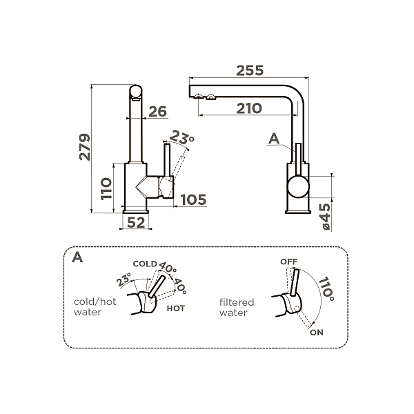 Смеситель для кухни Omoikiri Nakagawa 2 Plus-GB под фильтр графит 4994343