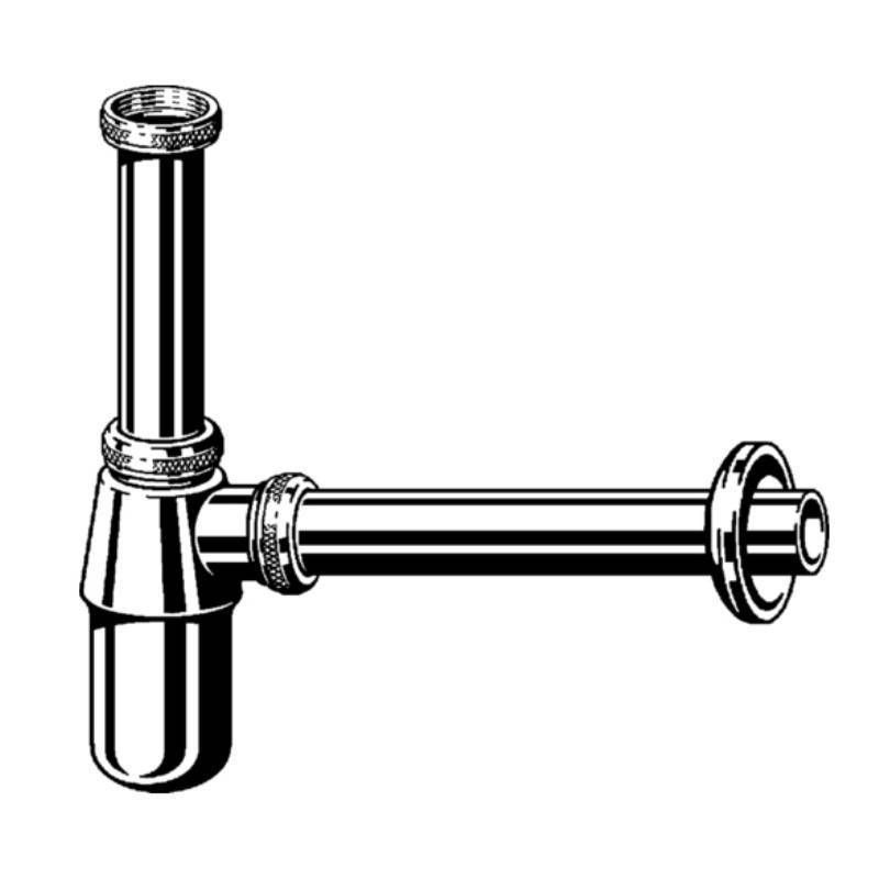 Сифон бутылочный Viega 1 1/4 x 32 мм с горизонтальным отводом и декоративной розеткой хром 122157