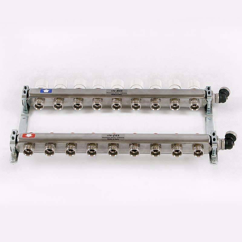 Коллекторная группа из нержавеющей стали Uni-Fitt 315S с регулировочными и термостатическими вентилями 1 x 3/4 EK 9 выходов 451I4309