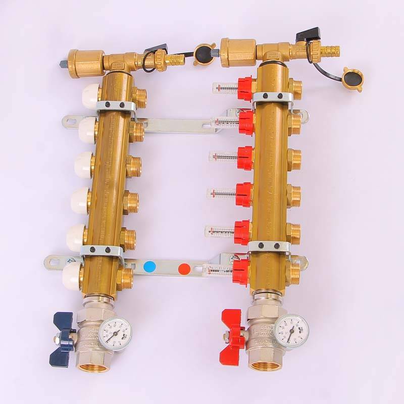 Коллекторная группа с термостатическими вентилями и расходомерами Tiemme 1x3/4 EK 6 выходов 3870002