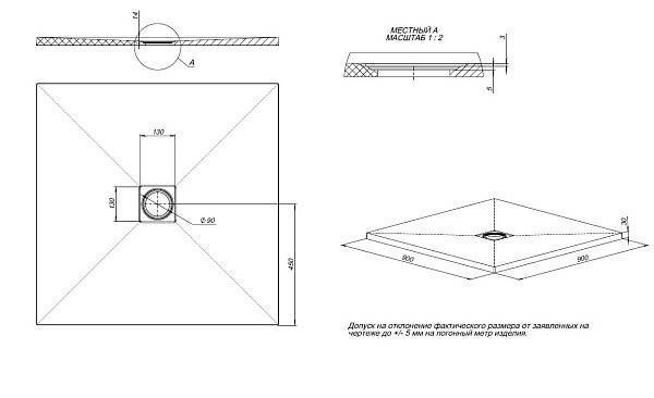 Душевой поддон Allen Brau Priority 90x90x3 см черный 8.31002-AM