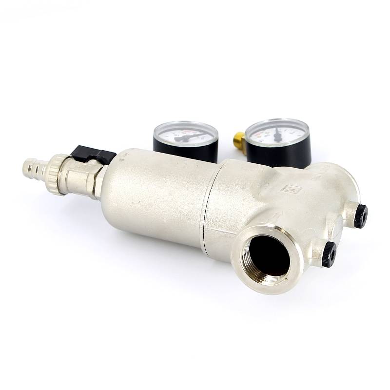 Фильтр промывной Uni-Fitt ВВ 1 1/4 со сливным краном и 2 манометрами 300 мкм никелированный 216N5030