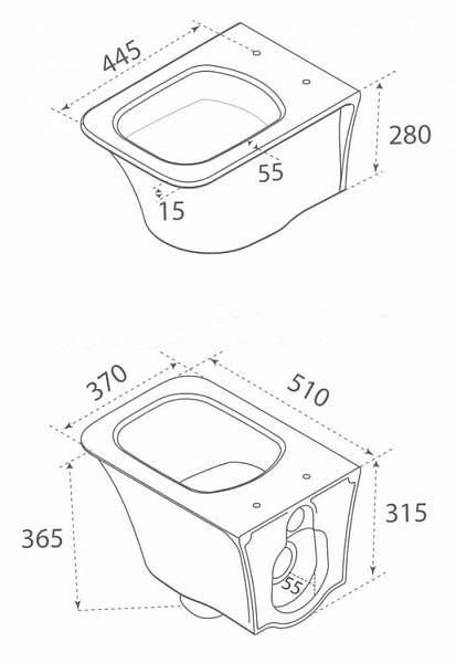 Унитаз подвесной Boheme Mirage 37х51 см белый 965-W