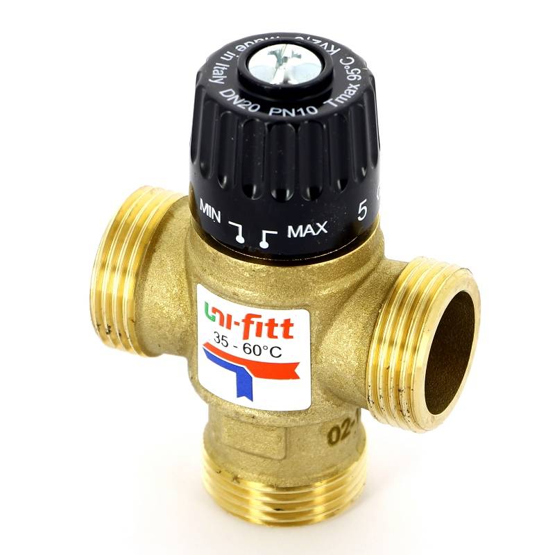 Клапан термосмесительный Uni-Fitt 1 35-60°C Kvs 2.5 боковое смешение 351G3540